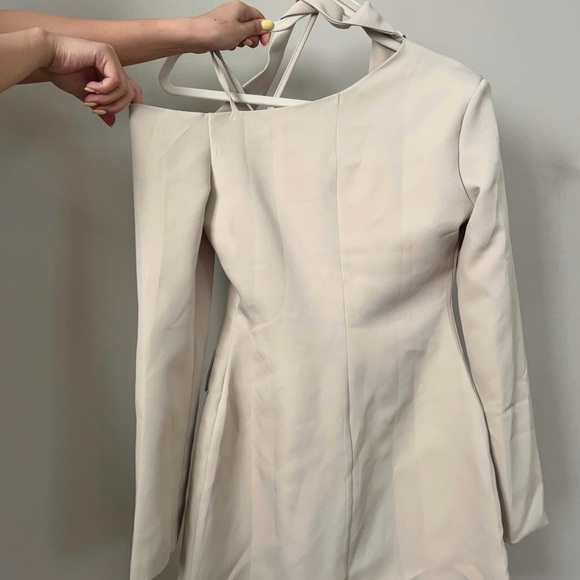 EGO Ivory Blazer Dress Cut Out Shoulder Mini Dress - Picture 3 of 6
